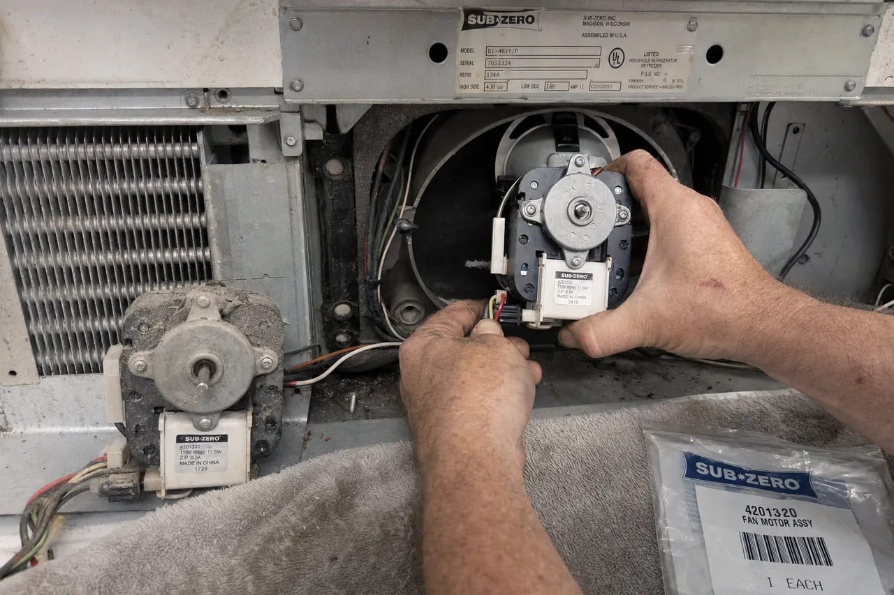 Close-up of an OEM appliance part replacement